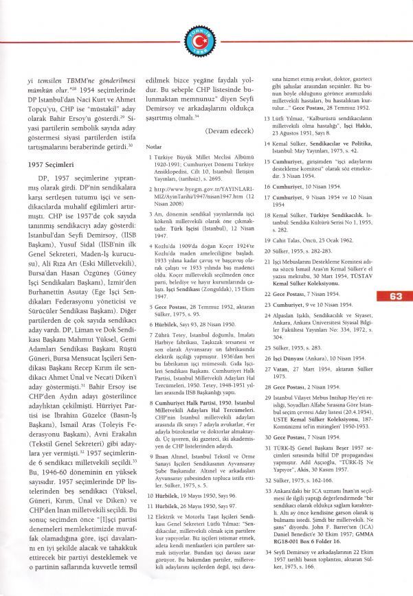 SENDİKACI MİLLETVEKİLLERİ -I-