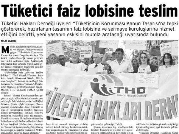 TÜKETİCİ FAİZ LOBİSİNE TESLİM