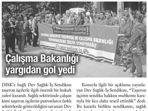 ÇALIŞMA BAKANLIĞI YARGIDAN GOL YEDİ