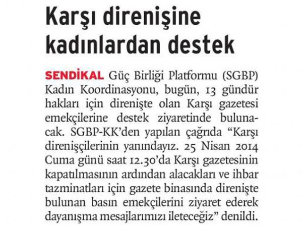 KARŞI DİRENİŞİNE KADINLARDAN DESTEK