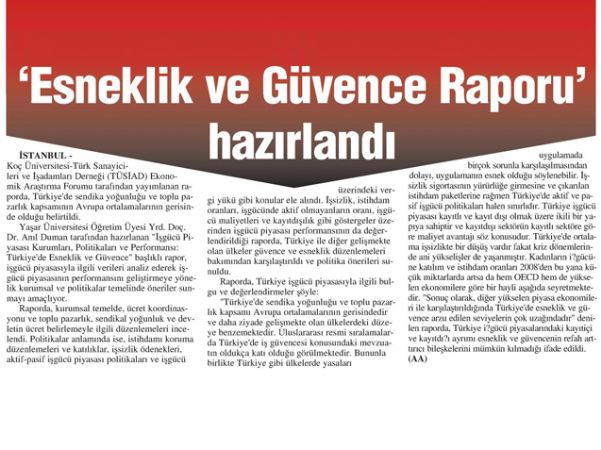 ESNEKLİK VE GÜVENCE RAPORU’ HAZIRLANDI