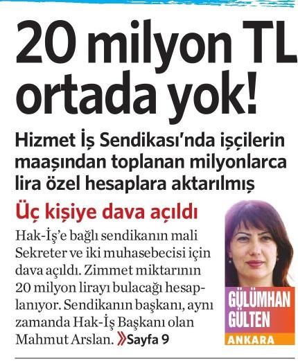 SENDİKADA BÜYÜK VURGUN