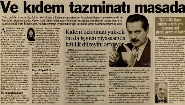 VE KIDEM TAZMİNATI MASADA