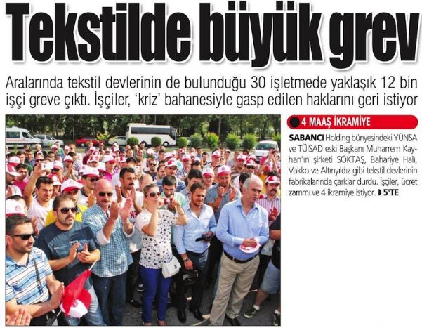 TEKSTİLDE BÜYÜK GREV