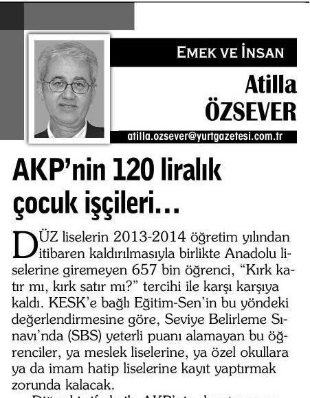 AKP’NİN 120 LİRALIK ÇOCUK İŞÇİLERİ