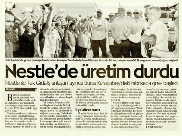 NESTLE DE ÜRETİM DURDU