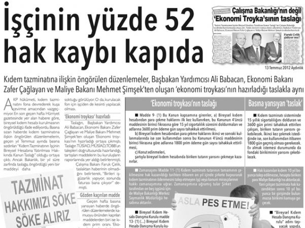 İŞÇİNİN YÜZDE 52 HAK KAYBI KAPIDA