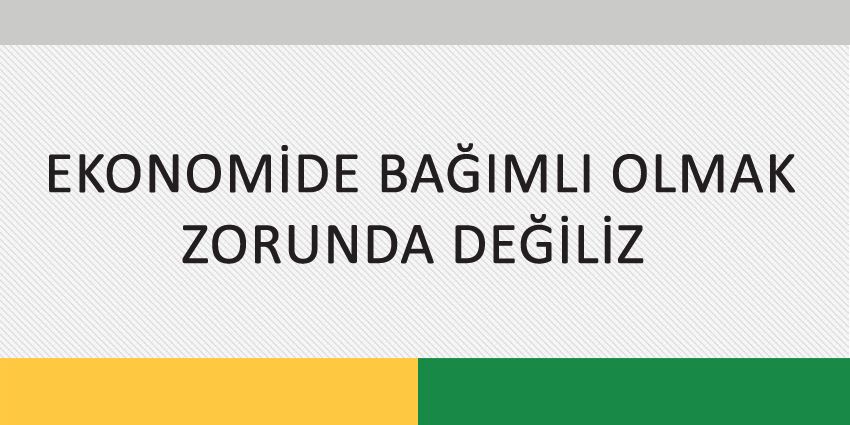 EKONOMİDE BAĞIMLI OLMAK ZORUNDA DEĞİLİZ (I)
