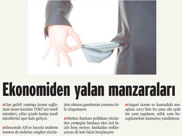 EKONOMİDEN YALAN MANZARALARI