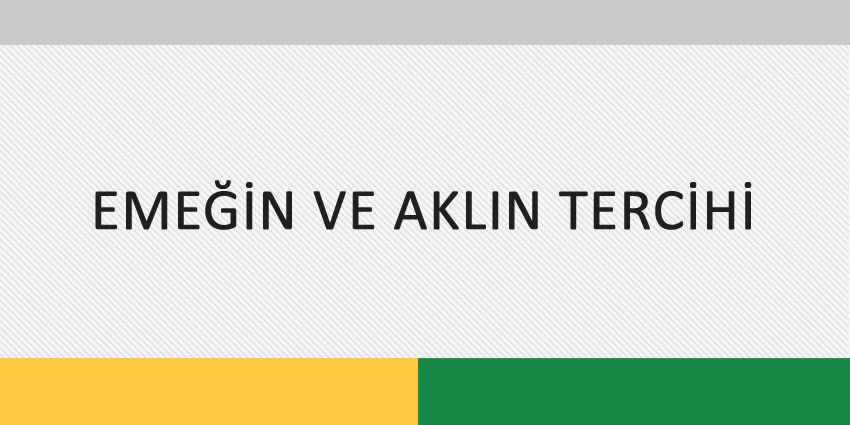 EMEĞİN VE AKLIN TERCİHİ