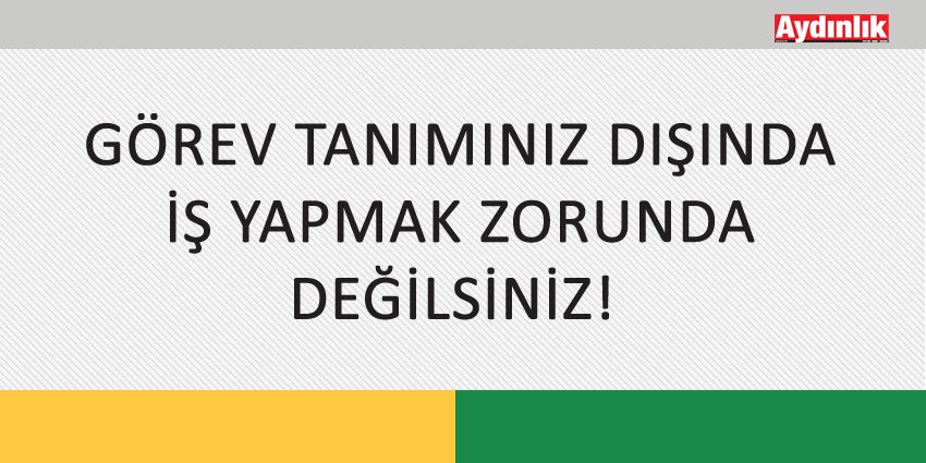 GÖREV TANIMINIZ DIŞINDA İŞ YAPMAK ZORUNDA DEĞİLSİNİZ!