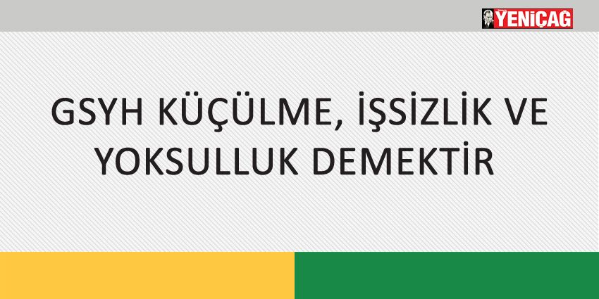 GSYH KÜÇÜLME, İŞSİZLİK VE YOKSULLUK DEMEKTİR