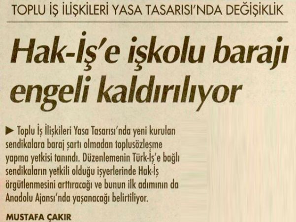 TOPLU İŞ İLİŞKİLERİ YASA TASARISI’NDA DEĞİŞİKLİK