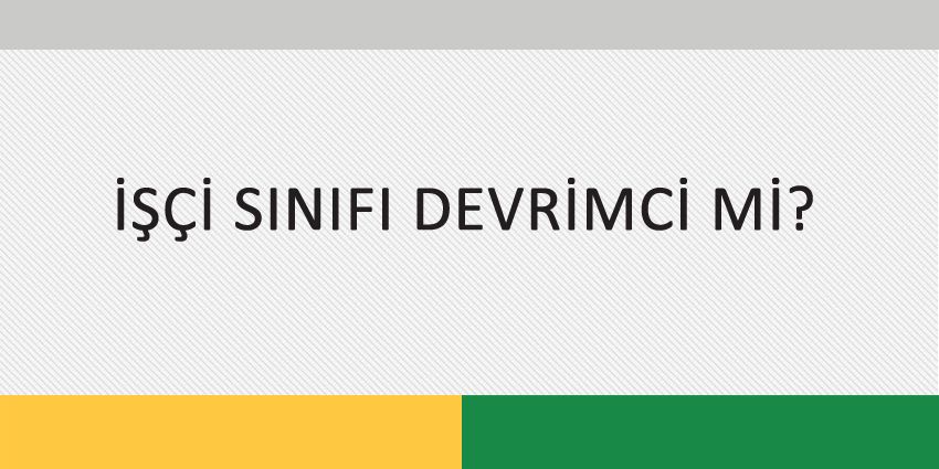 İŞÇİ SINIFI DEVRİMCİ Mİ?