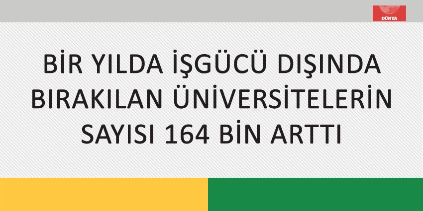 BİR YILDA İŞGÜCÜ DIŞINDA BIRAKILAN ÜNİVERSİTELERİN SAYISI 164 BİN ARTTI