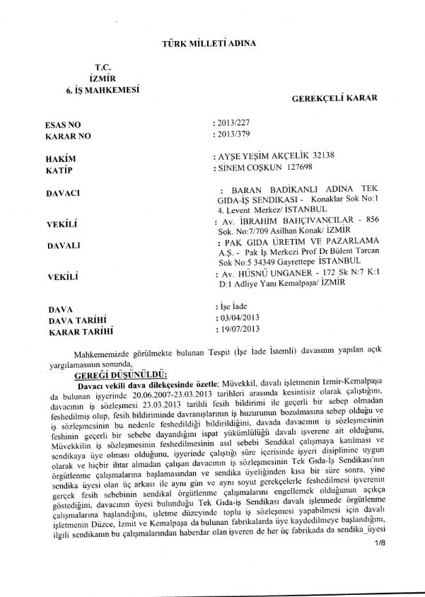 PAKMAYA’DA SENDİKAL TAZMİNAT