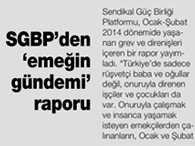 SGBP’DEN ‘EMEĞİN GÜNDEMİ’ RAPORU