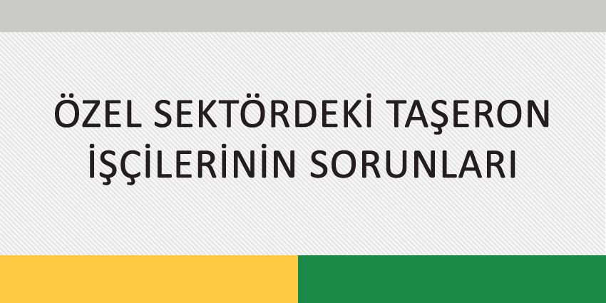 ÖZEL SEKTÖRDEKİ TAŞERON İŞÇİLERİNİN SORUNLARI