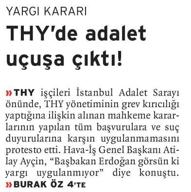 THY’DE ADALET UÇUŞA ÇIKTI!