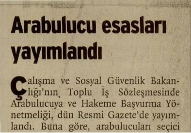 ARABULUCU ESASLARI YAYIMLANDI