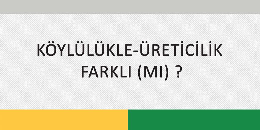 KÖYLÜLÜKLE-ÜRETİCİLİK FARKLI (MI) ?