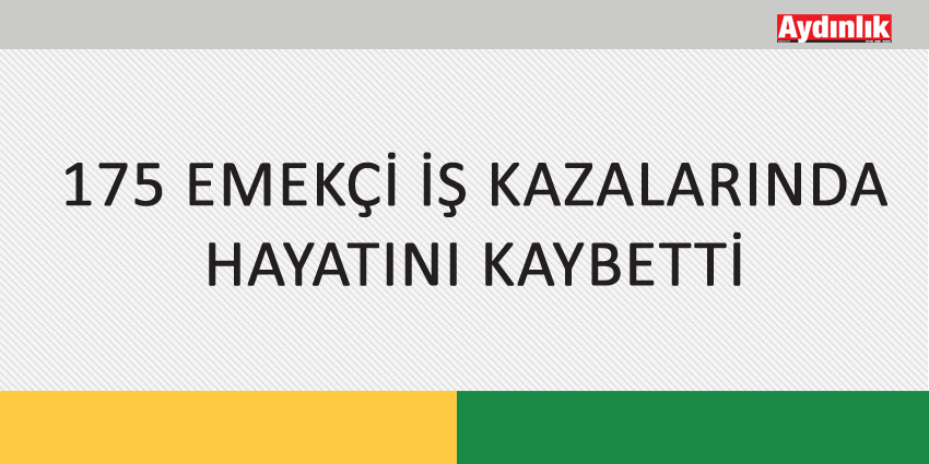 175 EMEKÇİ İŞ KAZALARINDA HAYATINI KAYBETTİ