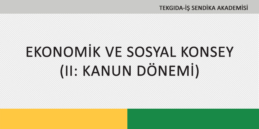 EKONOMİK VE SOSYAL KONSEY (II: KANUN DÖNEMİ)