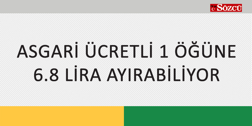 ASGARİ ÜCRETLİ 1 ÖĞÜNE 6.8 LİRA AYIRABİLİYOR