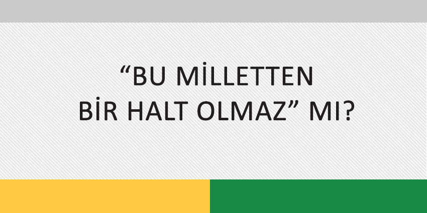 “BU MİLLETTEN BİR HALT OLMAZ” MI?